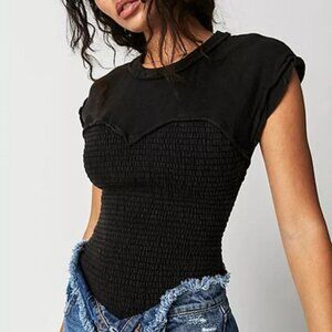 Free People We The Free Sweet Sport Tee Washed Black Top L